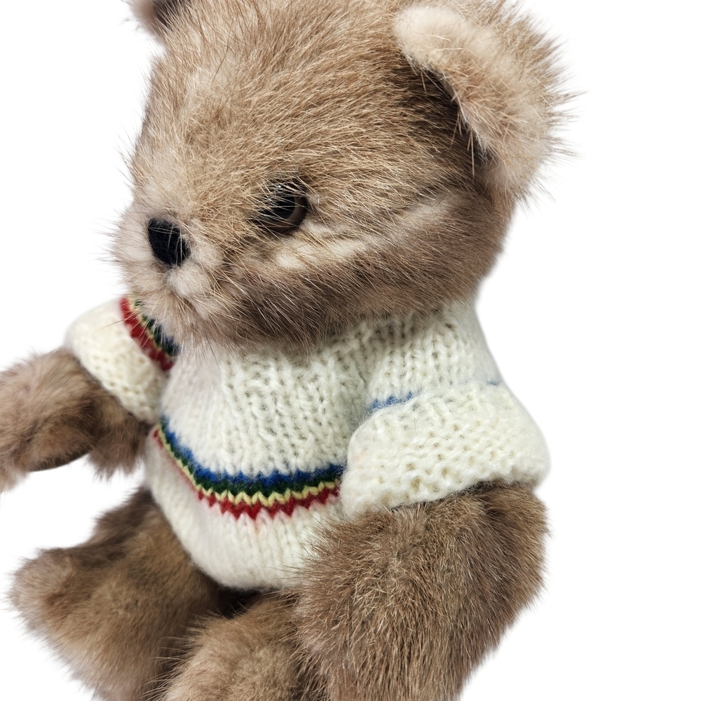 Vintage Real Mink Fur Teddy Bear in Knitted Sweater Rare Small Excellent Cond - Picture 2 of 11